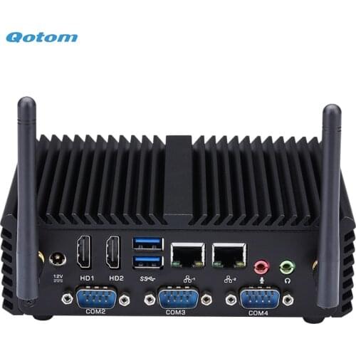 Qotom Mini PC Core i5 Processor Dual LAN 4 COM Ports Fanless Mini Industrial PC X86