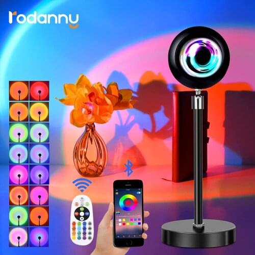 Rainbow Sunset Rainbow Atmosphere Led Light Sunset Light For Home Bedroom Bar Coffee Store Background Wall Tiktok USB Table Lamp