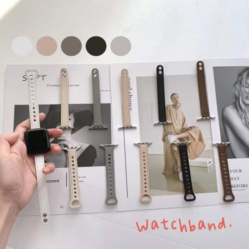 Women Girl Thin Correa Wrist for Apple Watch Band 38mm 40mm 42mm 44mm Slim Leather Strap for iwatch Series 65432se Bands