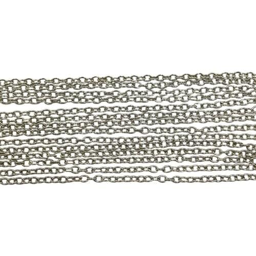 Rhodium Plated 100m 2mm 2.5mm 3mm O Cross Cable Chains Link Chain Findings for Jewelry Making CBC-03