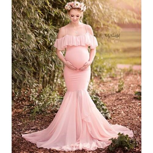 Mermaid Maternity Dresses For Photo Shoot Pregnant Women Pregnancy Dress Photography Props Sexy Off Shoulder Maxi Maternity Gown