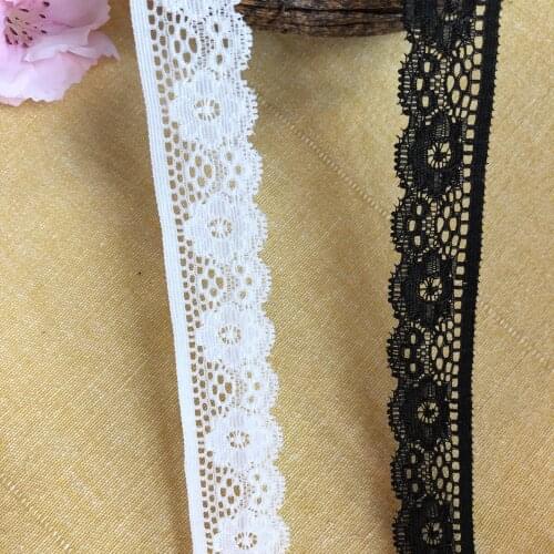 S1069 Soft Elastic Stretchy 2.5cm Lace Trim DIY Crafts Apparel Sewing Fabric Wedding Dress Underwear Lingerie Lace Material