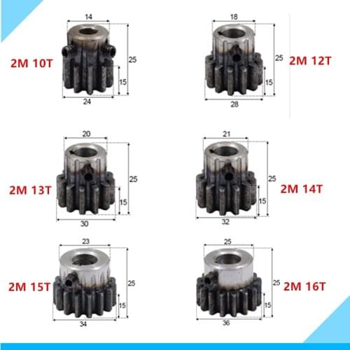 Spur Gear pinion Mod 2 M=2 10/12/13/14/15/16T Right Teeth 45# steel positive gear CNC gear rack transmission motor gears
