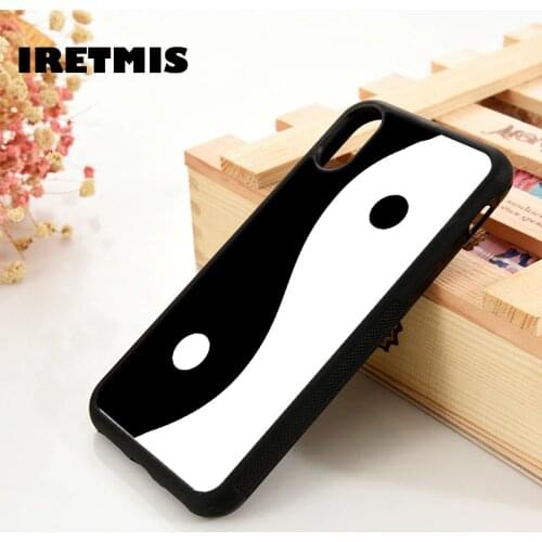 Iretmis 5 5S SE 6 6S Soft TPU Silicone Rubber phone case cover for iPhone 7 8 plus X Xs 11 Pro Max XR Yin Yang Black White