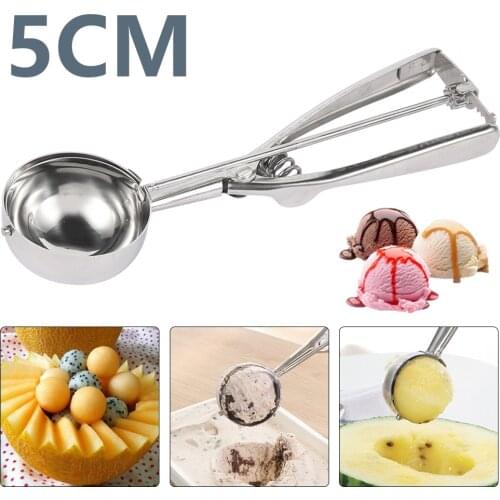 Ice Cream Scoop Kitchen Tools 3 Size Stainless Steel Spring Handle Mash Potato Watermelon Ball Scoop Home Kitchen Accessories
