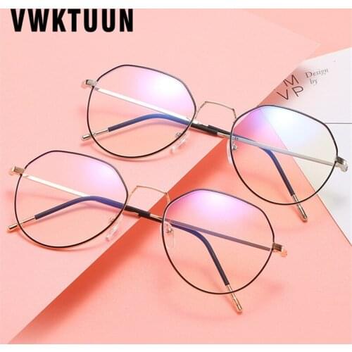 VWKTUUN Anti Blue Light Glasses Metal Frame Optical Glasses Frame Women Men Myopia Glasses Frames Irregular Super Light Glasses