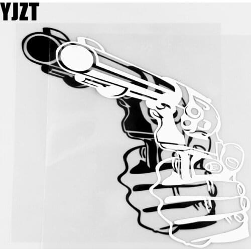 YJZT 16.0×13.6CM Chaoku Shooting Weapon Car Sticker Gun Military Vinyl Fun Decoration Decal Black / Silver 20C-0106