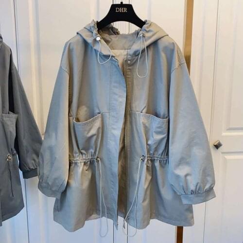 Women Bomber Jacket Coat Big Size 2021 Autumn Winter Vintage Female Outerwear Loose Big Size Long Sleeve Hooded Clothes