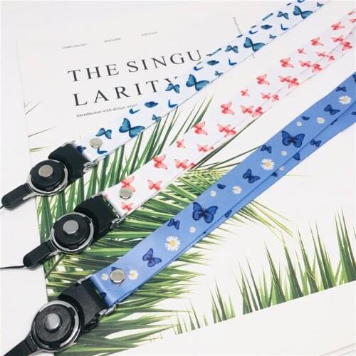Butterfly Lanyard anime cute cartoon neck strap key lanyard ID card gym phone with USB ID holder DIY sling lasso