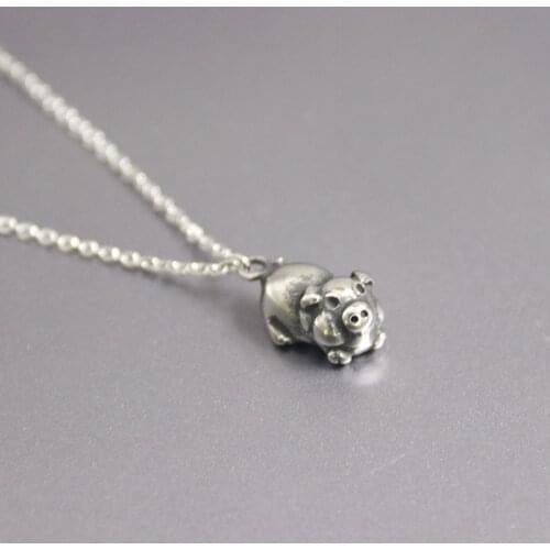 1pc Vintage 3D Pig Stainless Steel Custom Necklace Chinese Culture Animal Zodiac Necklace Men Women Memorial Jewelry