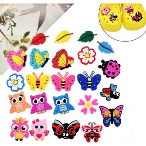 10pcs Animals Insect Imitation Butterfly Ladybug Shoe Accessories Novelty Garden Shoe PVC Charms Decorations Kids Gifts Random