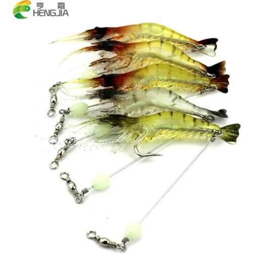 100PCS HENGJIA luminous shrimp soft lure 7.5CM 6.6G fishing bait isca artificial soft baits leurre souple Fishing Shrimp Bait