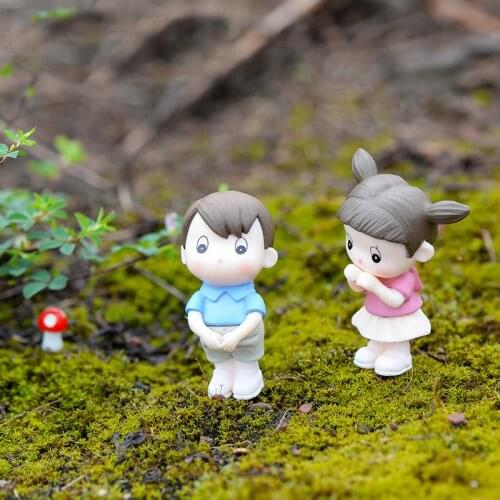 2PCS Sweety Lover Figurine Wedding Couple Miniature Bonsai Ornament Decoration Garden Cartoon Character Fairy Garden Miniatures