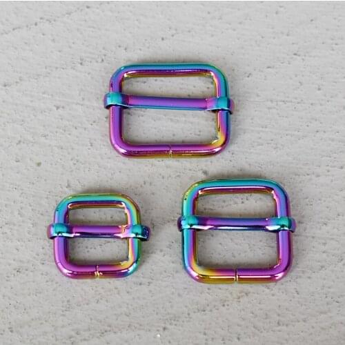 20 Pcs 15/20/25mm Colourful Metal Slider Adjustment Slides Tri-glides Roller Pin Buckles Handbag Strap Slider Adjuster Belt