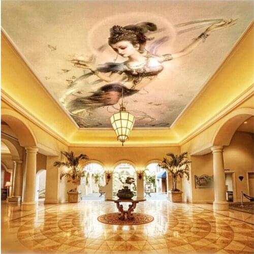 Beibehang 3d photo wallpaper Living room entrance background Feitian pictures fairy bedroom ceiling mural wallpaper wall mural