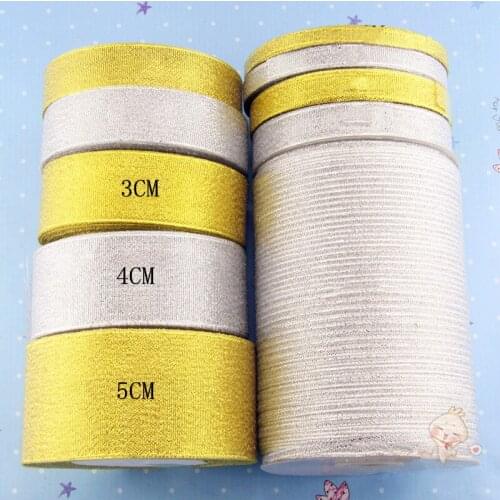 5pcs/lot 3cm/4cm/5cm Width 22M Length Golden Silver Ribbon Wedding Candy Box DIY Gift Ribbon Party Deco