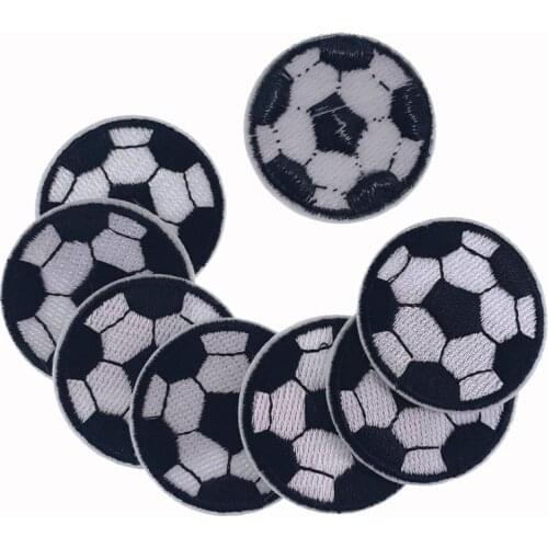 5Pcs Football Pattern Embroidery Iron On Patches For Clothing Applique Sewing DIY Badges Decorative Accessories 4.0cm