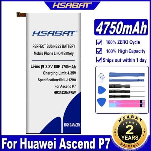 HSABAT 4650mAh Battery for Huawei Ascend P7 P7-L07 L09 L00 L10 L05 L11 HB3543B4EBW