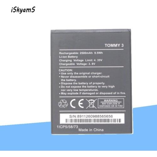 ISkyamS 1x 2500mAh Mobile Phone Replacement For Wiko Tommy 3 Battery Bateria Batterij