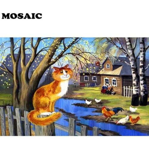 5d diy full square Drill Diy Diamond Paintings fox and chicken Embroidery Pasted Pictures Resin Crystal