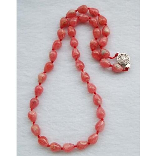 Free Shipping Natural Rhodochrosite Guttate Shape Beads Necklace Women Jewelry accessories weddings parties birthday gift