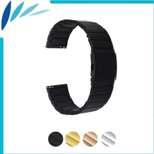 Stainless Steel Watch Band 22mm for Samsung Gear 2 R380 / R381 / R382 Folding Clasp Strap Loop Wrist Belt Bracelet Black Silver