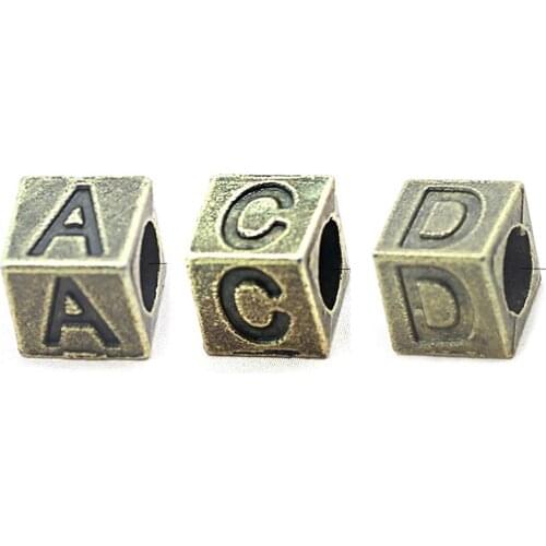 20pcs Vintage Antique Bronze Cubic Letter Beads Jewelry Making Findings Initial Alphabet Beads Bracelet Charm Bronze Diy Beads