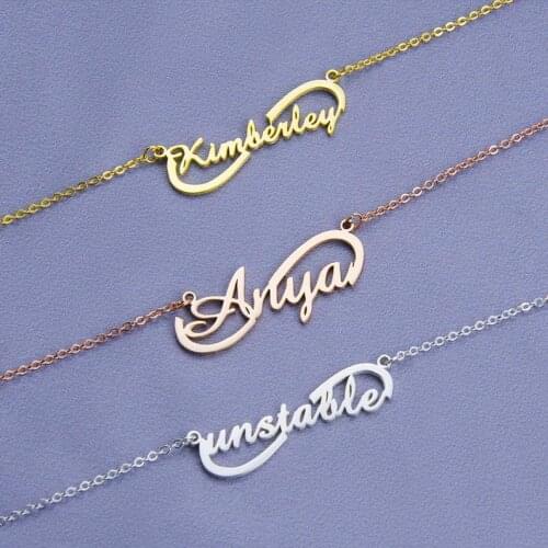 Personalized Infinity Custom Name Necklace Nameplate Jewelry Stainless Steel Rose Gold Letter Necklaces Pendants Coliier Femme