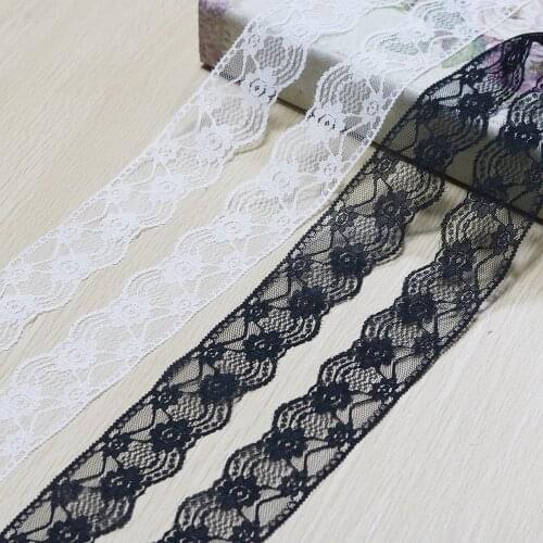 Black White Lace Ribbon 4.5cm*5m Lace Trims Cream Lace with Assorted Pattern Clothing Accessories for Sewing and Crafts