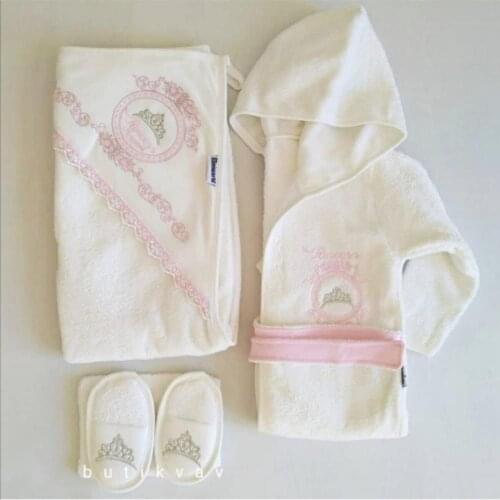 Princess baby bath set bathrobe. towel. slipper bath sponge