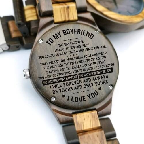 To My Boyfriend-Wooden Watch Men Luxury Stylish Wood Timepieces Chronograph Military Quartz Watches Birthday Anniversary Gifts