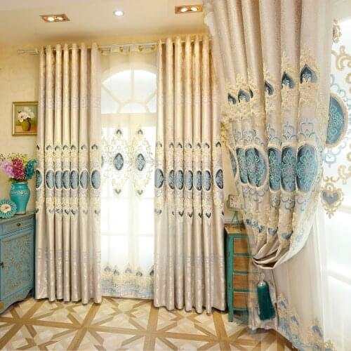 Europe Custom-made Luxury Embroidery Blackout Curtains for Living Room Classic Craftsmanship High Quality Curtains for Bedroom