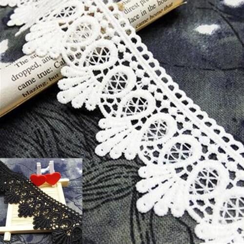 GXINUG 5 Yards Water Droplets Embroidered Lace Trims Cockscomb Mesh Fabric Wedding Party Doll Dress Sewing Embellishment Craft