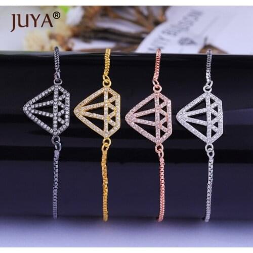 JUYA fashion womens Bracelets Femme Adjustable chain copper zircon charms bracelet bangle best friend gift