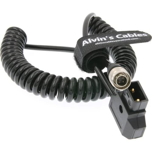 Alvins Cables Sound Devices ZAXCOM Coiled Power Cable D Tap to 4 Pin Hirose Male