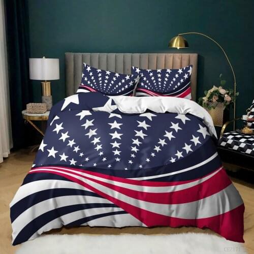 3D Print 2/3 Pcs Colorful American National Flag Bedding Set Duvet Cover Pillowcase Quilt Cover Bed Cover Set Queen King Size