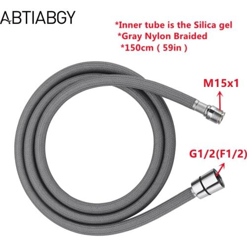 F1/2 M15*1 Kitchen Faucet Pull Out Faucet Hose Gray Nylon Braided Flexible Hose Bathroom Shower Hose Kitchen Motion Connetors