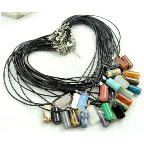 Natural stone Quartz crystal Turquoises tiger eye lapis aventurine cylinder Pendant for diy lJewelry making necklace Accessories