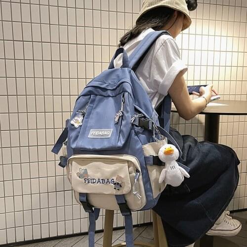 Small Fresh Backpack Bag Women Waterproof Panelled School Backpacks for Teenage Girls Female Harajuku Travel Backpacks Ladies