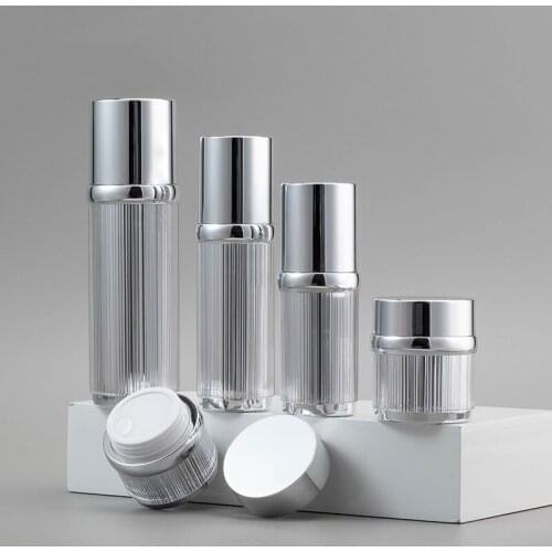 50G Silver brushed Acrylic Cream Jars Empty Cosmetic container 50ml Eye Cream Skin Care jar Refillable bottle 50PCS/LOT