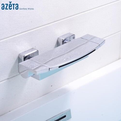 Azeta Bathroom Waterfall Bathtub Faucet Chrome Brass Bath Mixer Tap Double Handle Bath Faucet Wall Mounted Bathtub Tap MK6422