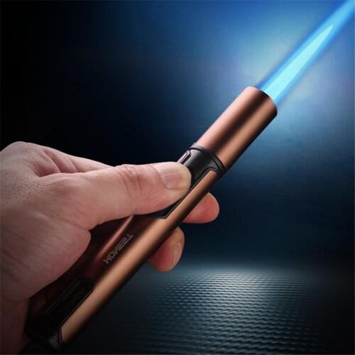 Metal Torch Gas Lighter Portable Windproof Flame Gun Butane Inflatable Jet Flame Lighter For Outdoor BBQ Kitchen Cooking Supply