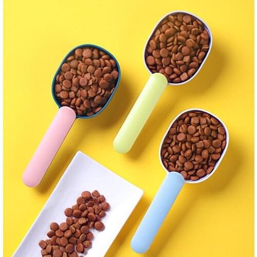 Cute Multifunctional Dog Food Spoon ABS Pet Feeding Spoon with Clip Creative Cat Feeder Measuring Cup Pet Accessories Product