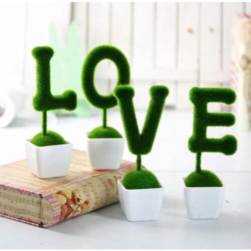 Lovely Simulation Flower Handmade Green White Fashion Decoration Artificial LOVE Bonsai Real Touch Houseware Garden 1 Set