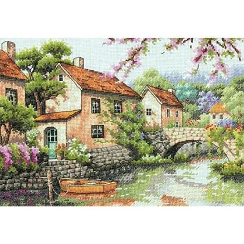 Top Quality Gold Collection Counted Cross Stitch Kit Village Canal River Dim 70-35330 35330