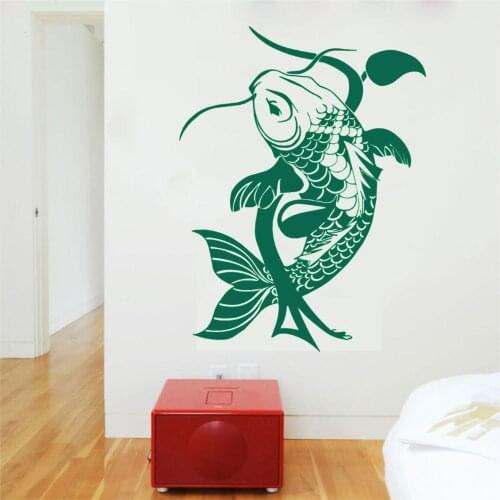 Fish Koi Luck Mural Wall Decal Animal Sticker For Home Living Room Decoration Removable A002235