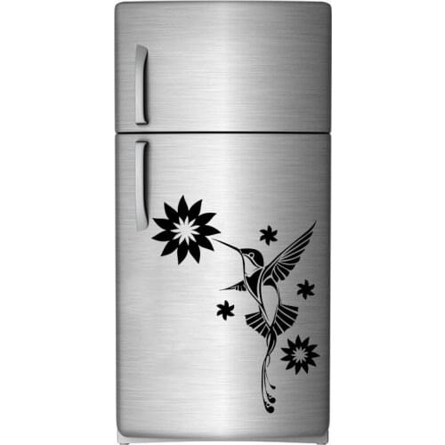 Colibri Bird And Flower Pattern Fridge Door Decals Vinyl Art Home Decor Refrigerator Sticker House Home Accessories Mural 4707