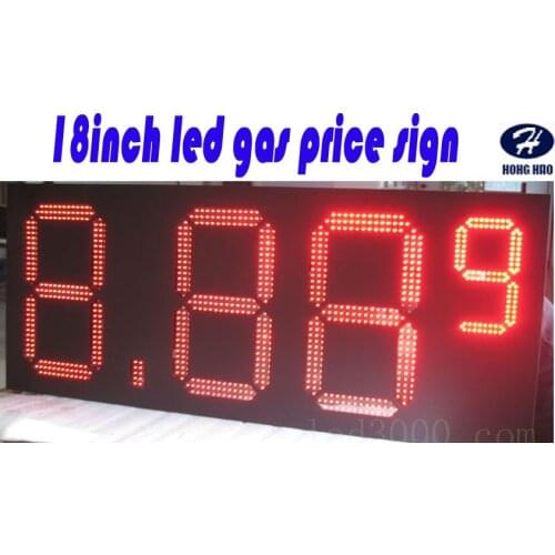 Outdoor big size gas price sign 8.889 18inch 4digits red led gas price sign
