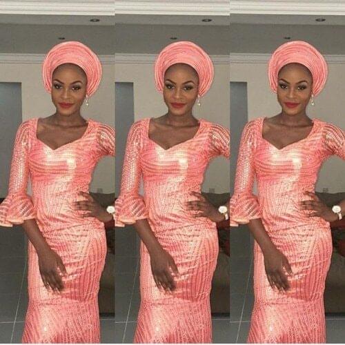 Formal Evening Dress V-Neck Mermaid Prom Dresses Lace Nigerian Women Evening Party Gowns Aso Ebi Robe De Soiree