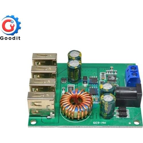 4 USB Ports Voltage Regulator Buck Converter 5A Volt Transformer Power Supply Module DC DC 9V 12V 24V 36V 48V 7-60V to 5V